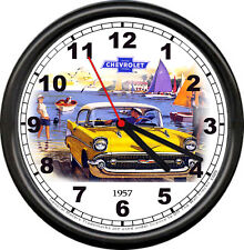 Licensed 1957 Chevy 2 Dr Belair Sedan Chevrolet General Motors Sign Wall Clock picture