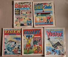 Lot of 1970s British comics, Beano, Shiver and Shake, Tiger, Valiant, Victor picture