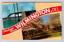 Wilmington DE-Delaware, Delaware Memorial Bridge, Antique Vintage Card Postcard picture