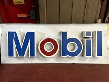 Mobil Block Letters Oil Gas Station Sign All-Original Vintage 3’ x 8’4’ picture