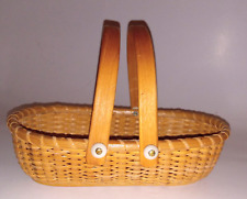 Nantucket Home Oval Hand Crafted Rattan Cane Basket w/Porcelain Knobs-2 Handles picture