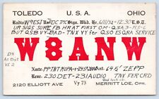 QSL CB Ham Radio W8ANW 'Merritt Loe' Toledo Ohio Vtg Lucas County OH 1932 Card picture