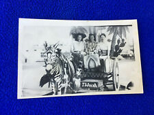 1947 postcard TIJANA mexico BAJA wagon CART souvenir ZEBRA horse TOURIST travel picture
