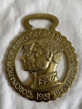 Vtg King George VI & Queen Elizabeth Coronation 1937 Horse Brass Medallion (Y21) picture