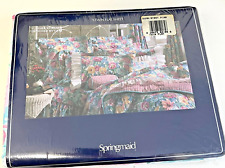 TWO Vintage Springmaid Floral Flat Sheet Percale Twin Bright Cottage Ruffle 90's picture