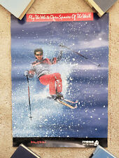 Vintage Original 1980s MESA AIRLINES SKI Travel Poster art train Taos skiing picture