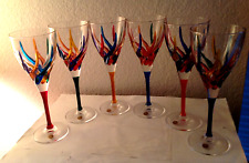 Set of 6 Venetian Carnevale Wine Glasses Hand Painted Glassware picture