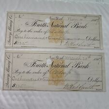 1867 Quincy Mining Co. Checks orange stamps Third National Bank Of New York picture