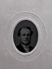 1860s Civil War Era GEM Tintype Handsome Man Embossed Oval Frame CDV Mounted   picture