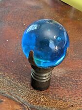 Vintage Mid Century Blue Glass Ball Brass Finial picture