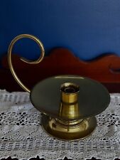 Vintage Baldwin Large Brass Chamber Candlestick Holder w/ Scroll Handle Colonial picture