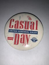 Vtg United Cerebral Palsy Casual Day Pin Button Levi’s And Dockers Ad picture