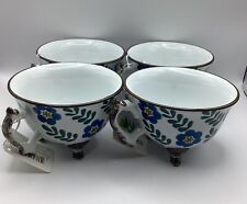 Evergreen Hand Painted Porcelain Teacup, Blue Flowers 9oz picture