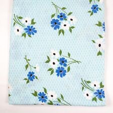 Vtg Feedsack Fabric Blue White Green Floral Print 25x36 Quilting Fabric 40s picture