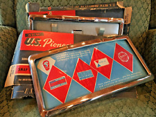 Vintage Pair Original 1950s Chrome License Plate Frames US PIONEER #500 With Box picture