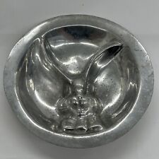 Vintage Bunny Rabbit Divided Pewter Dish 7” Wide 12.65 Ounce Weight picture