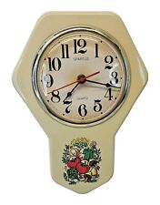 Clock Mid Century Spartus Kitchen Wall Mushrooms Spice of Life Vintage Yellow picture