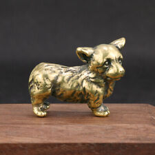 Vintage Solid Brass corgi Ornaments Doggy Sculpture Crafts Desktop Decoration picture