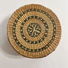 Vintage Hand Woven Basket Sweet Grass w/Lid Small Covered Basket Multicolored picture