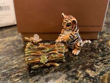 Jay Strongwater Saimai Tiger Cub with Log Box Jungle Neiman Marcus Retired Rare picture