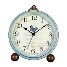  Table Clock, Vintage Non-Ticking Table Desk Alarm Clock Battery Butterfly picture