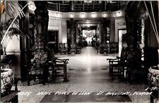  Vintage St Augustine, Florida Ponce De Leon Hotel Lobby Real Photo Postcard  picture