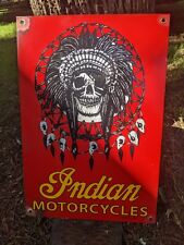 LARGE VINTAGE INDIAN MOTORCYCLE PORCELAIN ADVERTISING DOOR SIGN 13