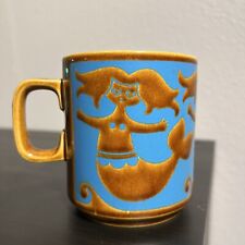 Vintage Hornsea England Mermaid Coffee Mug Cup John Clappison Olive & Blue picture