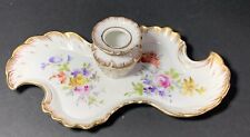Antique MEISSEN DRESDEN FRANZISKA HIRSCH Floral Porcelain INKWELL w/ GOLD picture