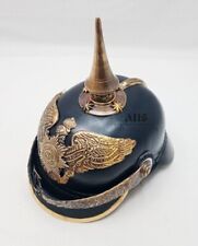 WW1 WW2 Spiked German Hat Imperial Prussian Officer Leather Pickelhaube Helmet picture