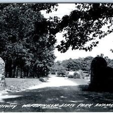 c1950s Anamosa, IA RPPC Wapsipinicon State Park Stone Gateway Entrance Vtg A108 picture