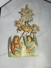 Vintage 1979 Merrimack Triple Christmas Paper Ornament Victorian Angel Orchestra picture