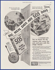 Vintage 1934 S.O.S. Magic Scouring Pads Soap Kitchen Art Décor 30's Print Ad picture