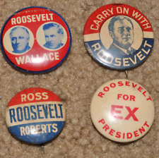 Vintage FRANKLIN D ROOSEVELT FDR Lot of 4 Political Pin Back Buttons CAMPAIGN picture