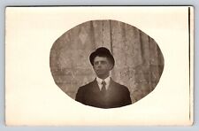 c1911 RPPC Man's Portrait With Hat On Oval Shape, Velox Box ANTIQUE Postcard picture