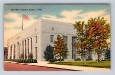 Toledo OH-Ohio, The New Library Building In Autumn, Antique Vintage Postcard picture