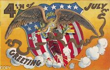 4th of July Eagle with fireworks Postcard BD146 picture