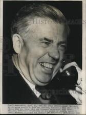 1946 Press Photo Henry Wallace smiles talking on phone in Washington picture