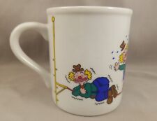 Papel Clown Around White Ceramic Mug 8 oz Clowns on Tightrope Made in Japan EUC  picture