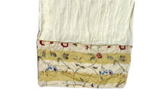Vintage Linen Silk Pillowcases Pale Yellow Crewel Floral Embroidery King Sham picture