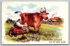 1916 Postcard Humor Man Milking Cow 