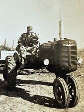 J3 Photograph 2.5X3.5 Handsome Farmer Posing On Farmall Tractor 1930's picture