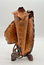 Artist Signed COPPER USA HAND HAMMERED LILLY WALL POCKET HANGING VASE DECOR picture