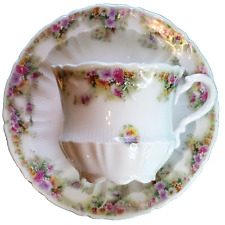 Antique Porcelain GERMANY CT CARL TIELSCH CUP AND SAUCER COLORFUL FLORAL PATTERN picture