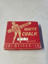 CRESTON CRAYON Co WHITE CHALK Sticks Box #4318 USA Vintage MCM Prop g picture