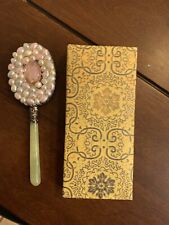 Vintage ~ Chinese Hand Mirror Jade Handle AS IS picture