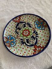 Vtg. 8” Talavera Pottery Vintage Floral  Plate Mexico Handmade Signed picture