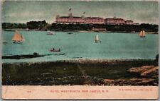 1905 NEW CASTLE, New Hampshire Postcard HOTEL WENTWORTH Lake Panorama / Boats picture