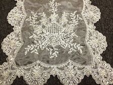White Handmade Beaded Pearl Sheer Wedding Bridal Design Table Runner 16x54