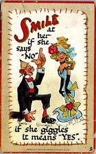 Artist Signed Dwig - Smile - At her if say no  Vintage Postcard UU2 picture